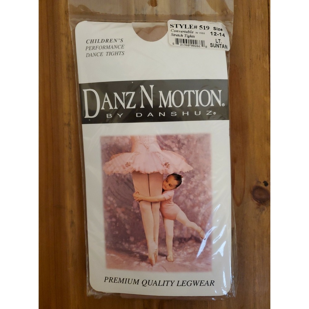 Danz N Motion Tights Light Suntan Size 12-14 Danshuz Girl's Convertible Stretch